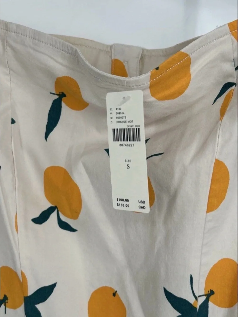 Anthropology Sleeveless white Midi Dress with Orange Motif - Picture 7 of 8